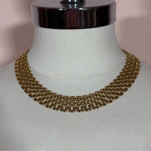 Vintage 1980 90 retro Gold Panther chain Wide cleopatra Choker Necklace